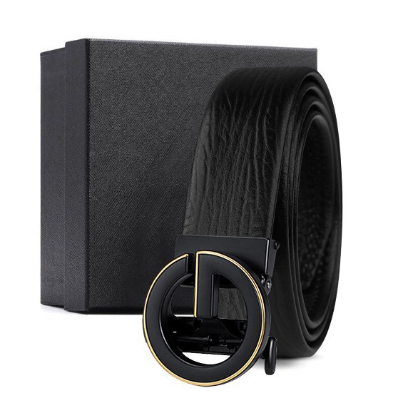 Hot Sale Versatile Belt Pebbled Genuine Leather Automatic Buckle Belt Black Men's Belt Source Factory Wholesale