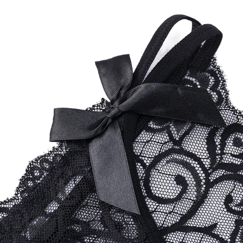 Black mesh underwear lace women's underwear sexy low waist hollow-out perspective temptation pure cotton bottom briefs