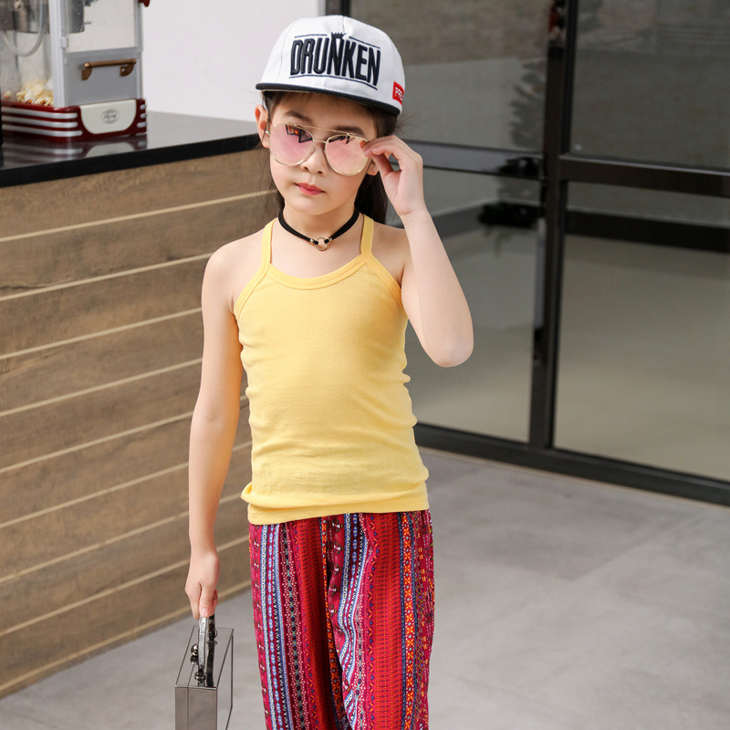 Picture of Children's Cotton Boys' I-shaped hurdle girls' small camisole children's underwear summer girls' bottoming shirt