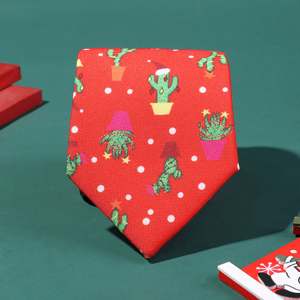 Picture of Polyester printed tie Christmas flower tie holiday formal wear clothing accessories men's tie