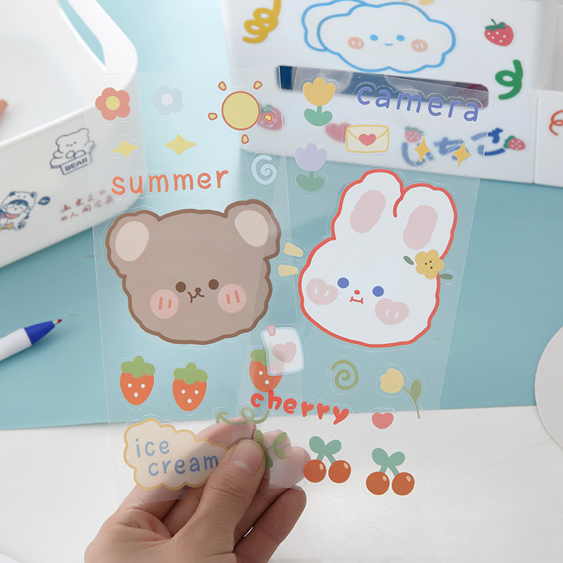 Picture of Cartoon Transparent Pvc Sticker Storage Box Waterproof Sticker Ins Cute Girl Sticker Wholesale Thermos Cup Sticker Crystal Sticker