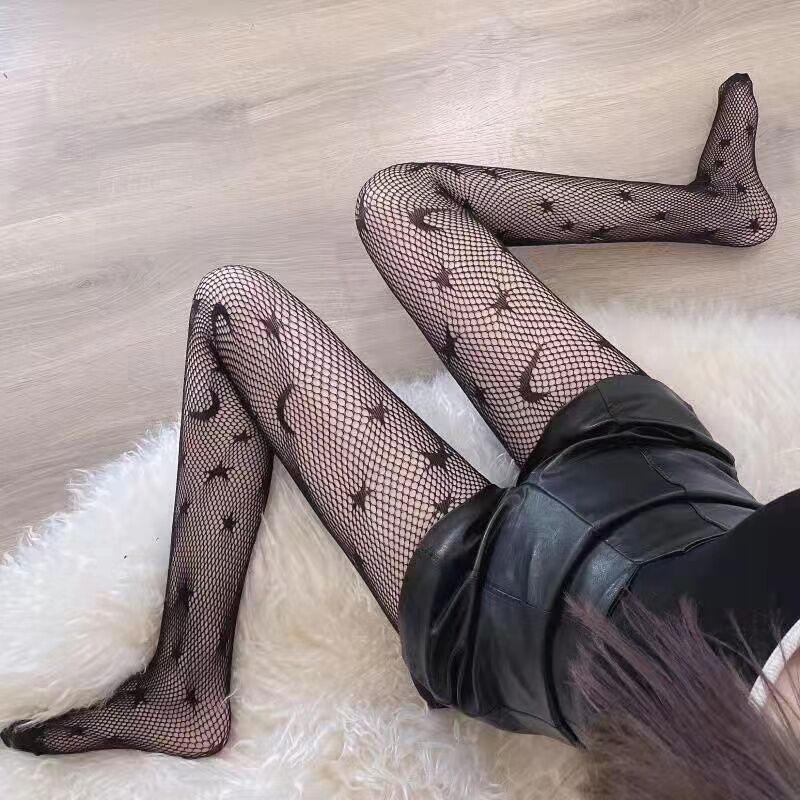 Picture of Internet Celebrating Halloween Nets Skull Spider Web Hollow Fishnet Stockings Pure White Silk Stockings Sexy Black Silk
