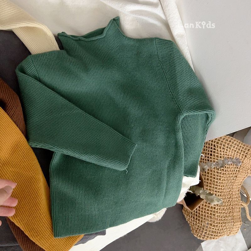 Picture of in stock Soft Waxy Self-made Children's Knitwear Base Long-sleeved Sweater for Boys and Girls Half-high Neck Autumn and Winter Korean Style Middle and Big Children