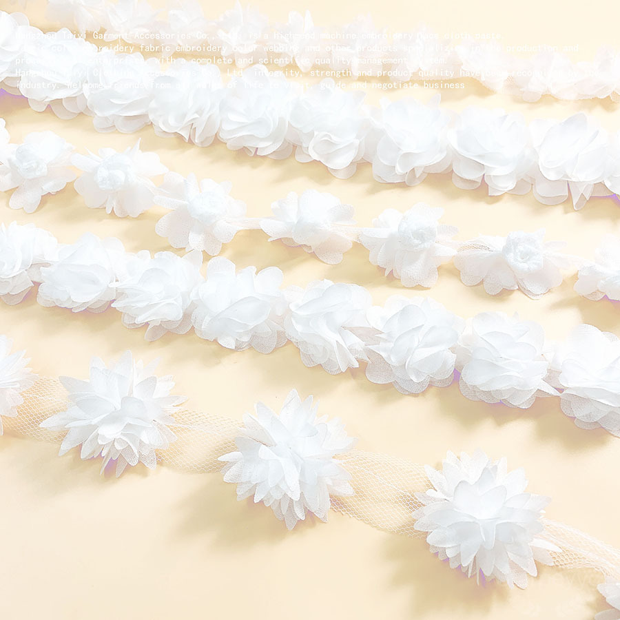 Fabric Stereo Bead Accessories DIY Wedding Dress Clothes Material Decorative Fabric Handmade Gauze Flower Lace Embroidery Lace