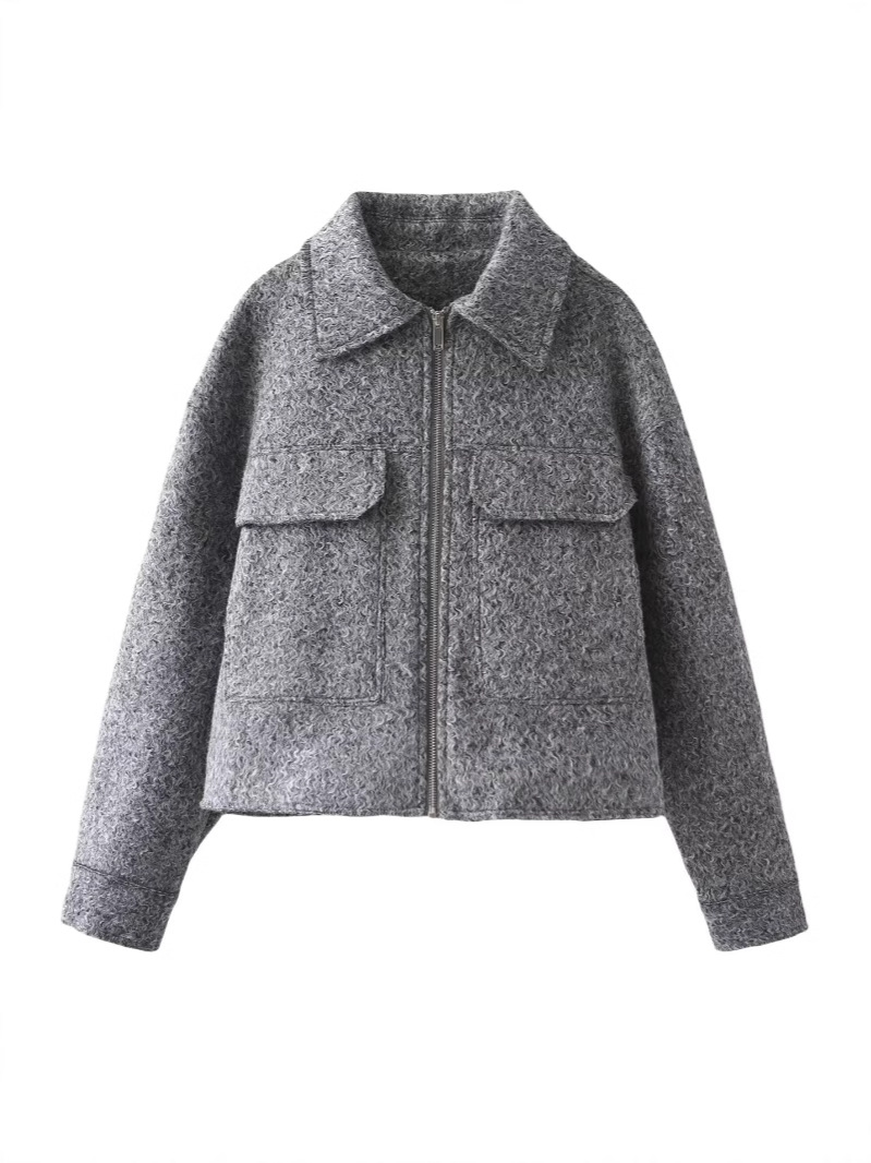 Cross-border European and American Women's AliExpress Explosions Beaded Leather Lapel Short Jacket Coat