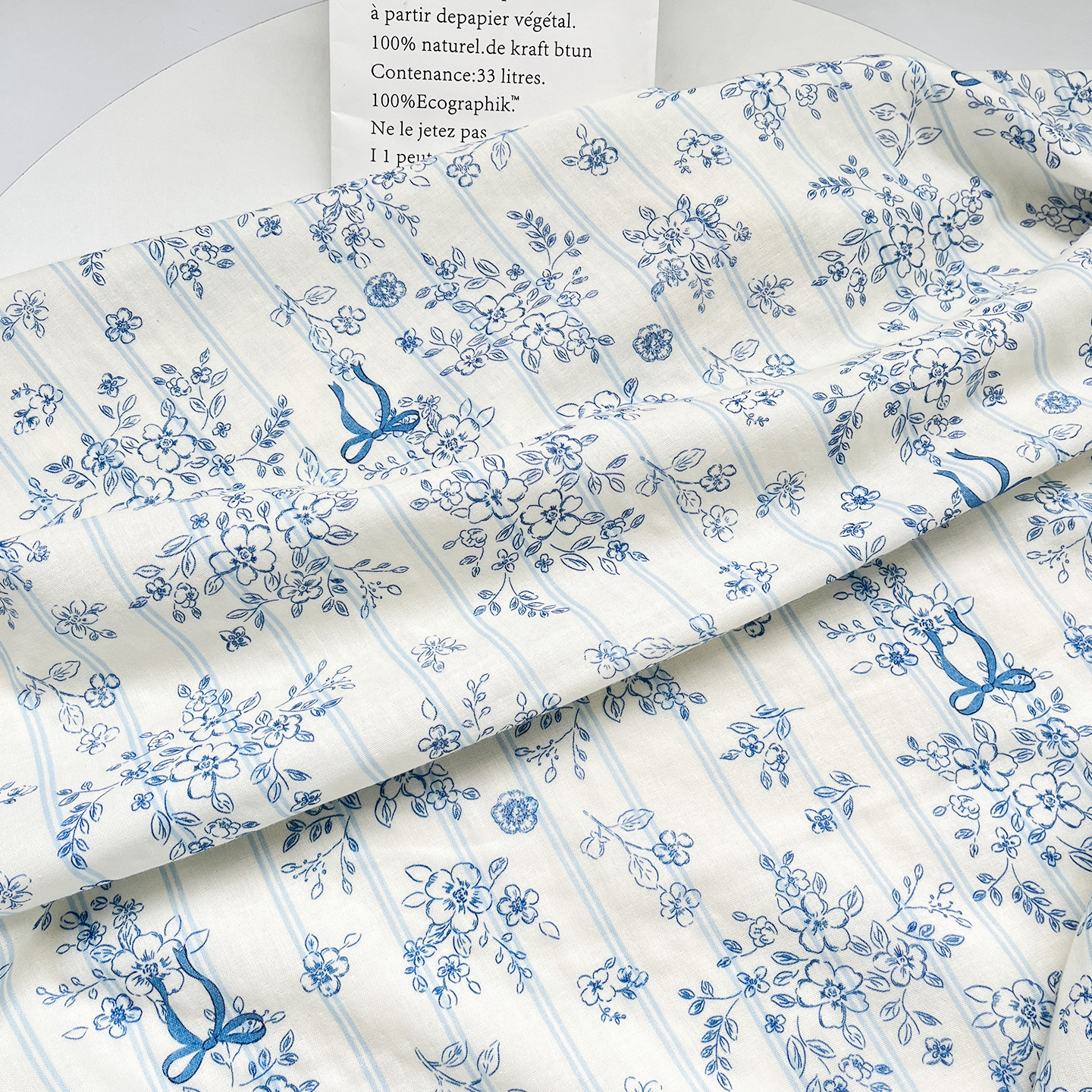 Striped Blue Flower Bamboo Fiber Gauze Cartoon Print Baby Summer Anti-Mosquito Pants Clothing Home Clothes Bath Towel Fabric
