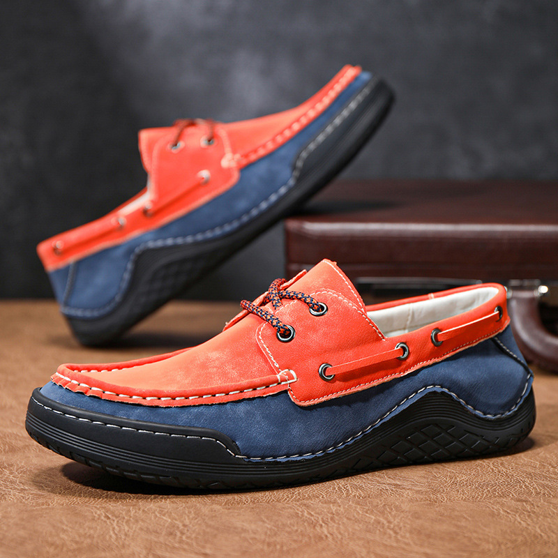 2024 Men's Shoes Spring Casual Men's Easiest for Match Low-Top Casual Shoes Foreign Trade Popular Men's Large Size Color Block Beanie Shoes