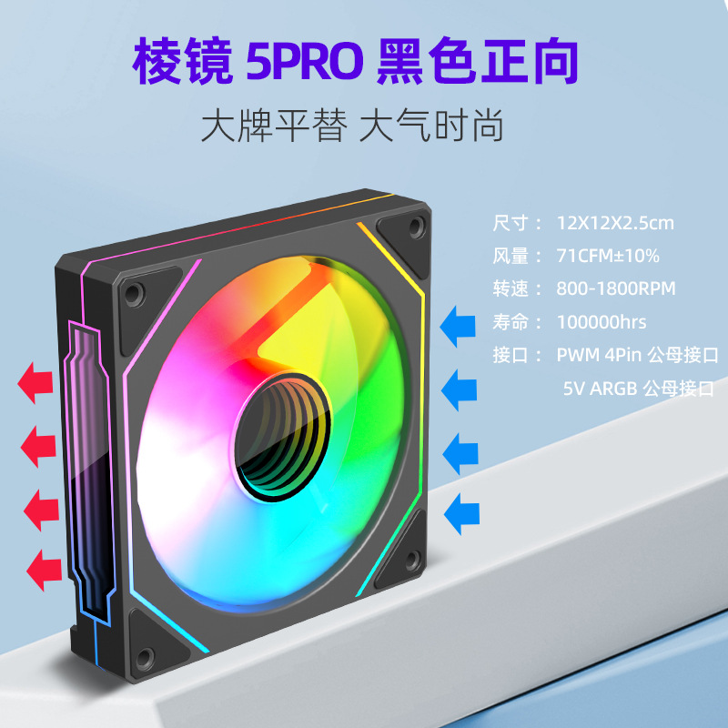 Picture of Computer Prism 9Th Generation Pro Cooling Fan Desktop Temperature Control Cd Pattern Divine Light Synchronization Silent Argb Chassis Fan