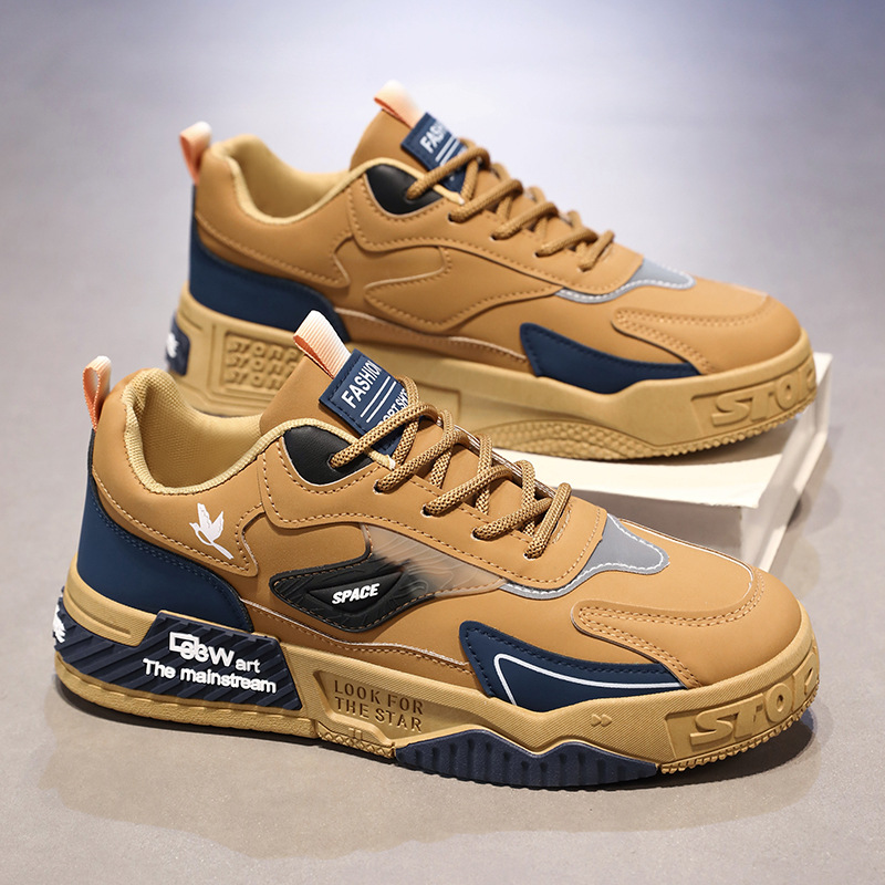 2025 Spring New Leather Casual Sports Shoes, Fashionable and Versatile Youth Sneakers, Men's Shoes, Trendy Casual Shoes