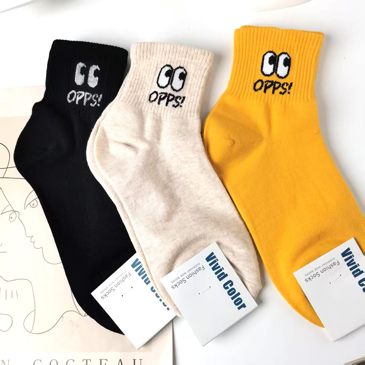South Korea socks this spring new VIVID COLOR socks mouth cute eyes cotton socks autumn and winter