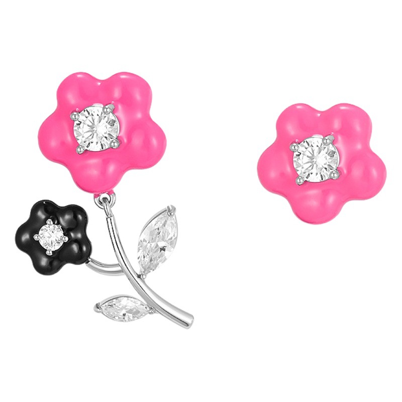s925 Silver Needle Flower Earrings Women's 2023 New Korean Style Niche Design Feeling Temperament High-grade Small Earrings Earrings