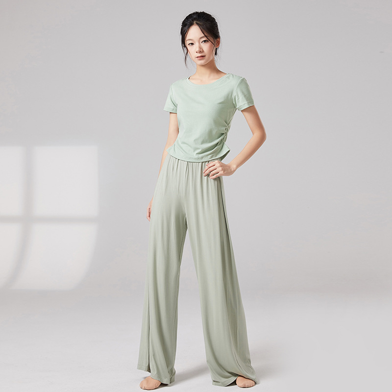 Picture of Women's dance costumes, adult body training suits, modern dance wear, ballet practice wear, crew neck slimming classical dance costumes