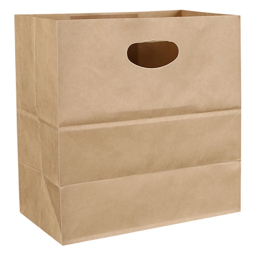 Custom-made kraft paper tote bag takeaway packing bag clothes shopping gift packaging buckle paper bag can be printed die cut