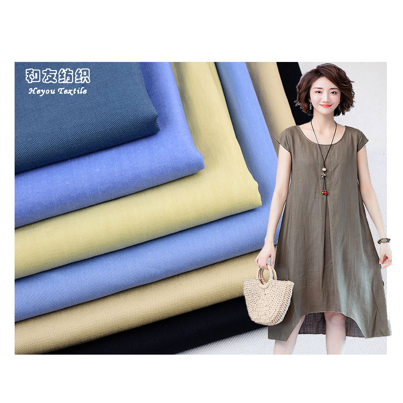 Linen viscose polyester stretch fabric rayon linen interwoven dyed cotton linen shirt dress fabric