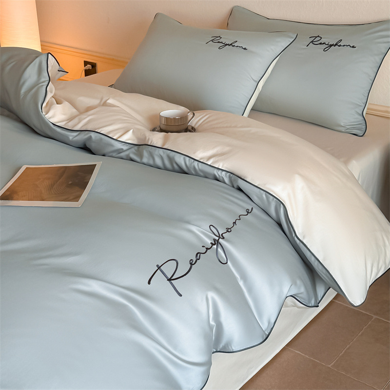 Picture of Advanced Sense 60 Light Luxury Long-staple Cotton Cotton Bed Four-piece Cotton Embroidered Quilt Cover 100 Cotton Bed Sheet Mattress 3