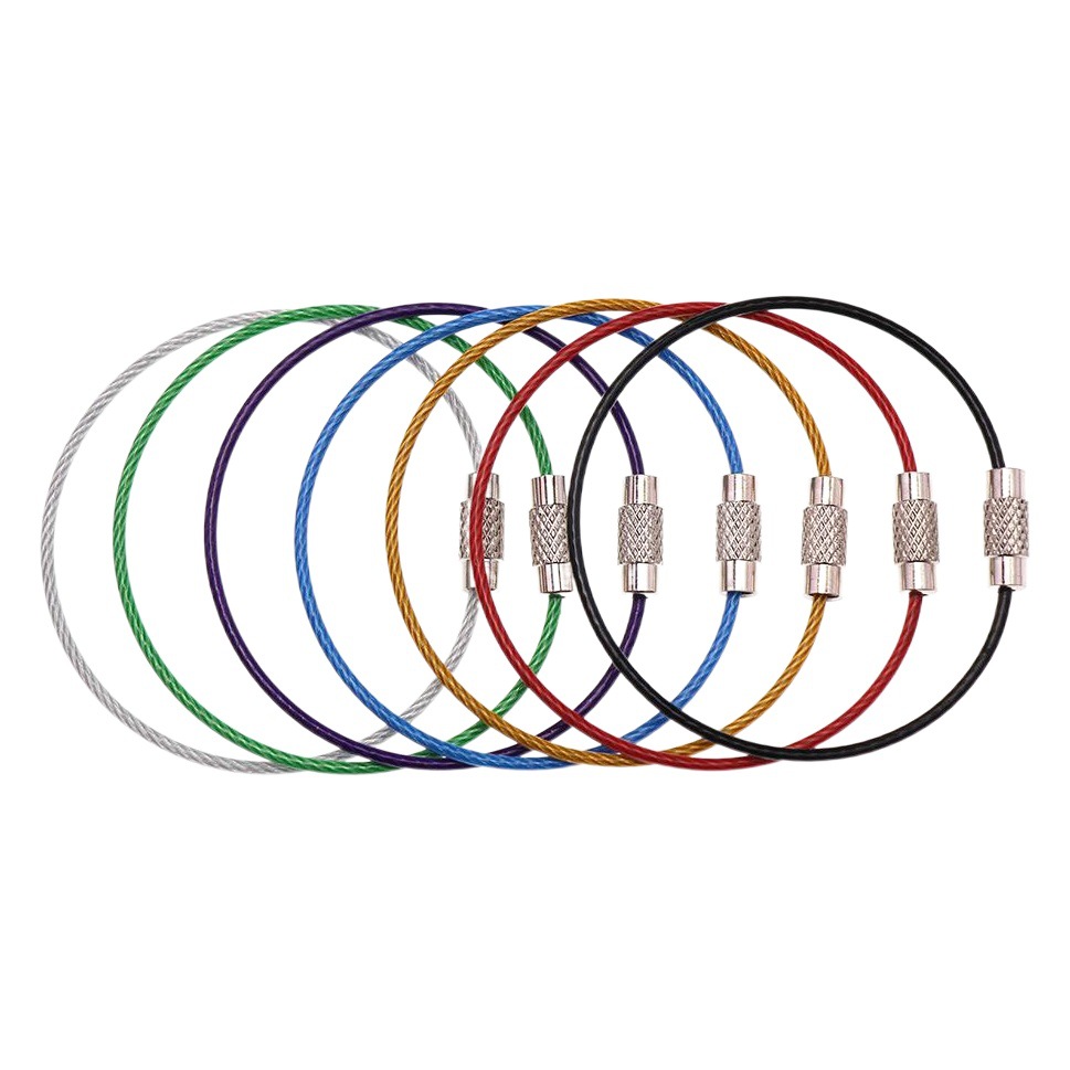 Car key ring pendant key chain stainless steel wire rope coated rubber wire ring key chain color wire ring
