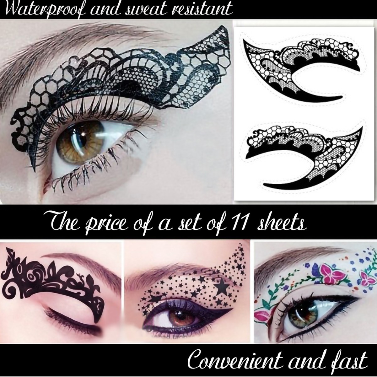 Picture of Smokey Eye Shadow Eyeliner Makeup Tattoo Sticker Suitable for Daily Parties Temporary Tattoos Can Be Used for 3-5 Days