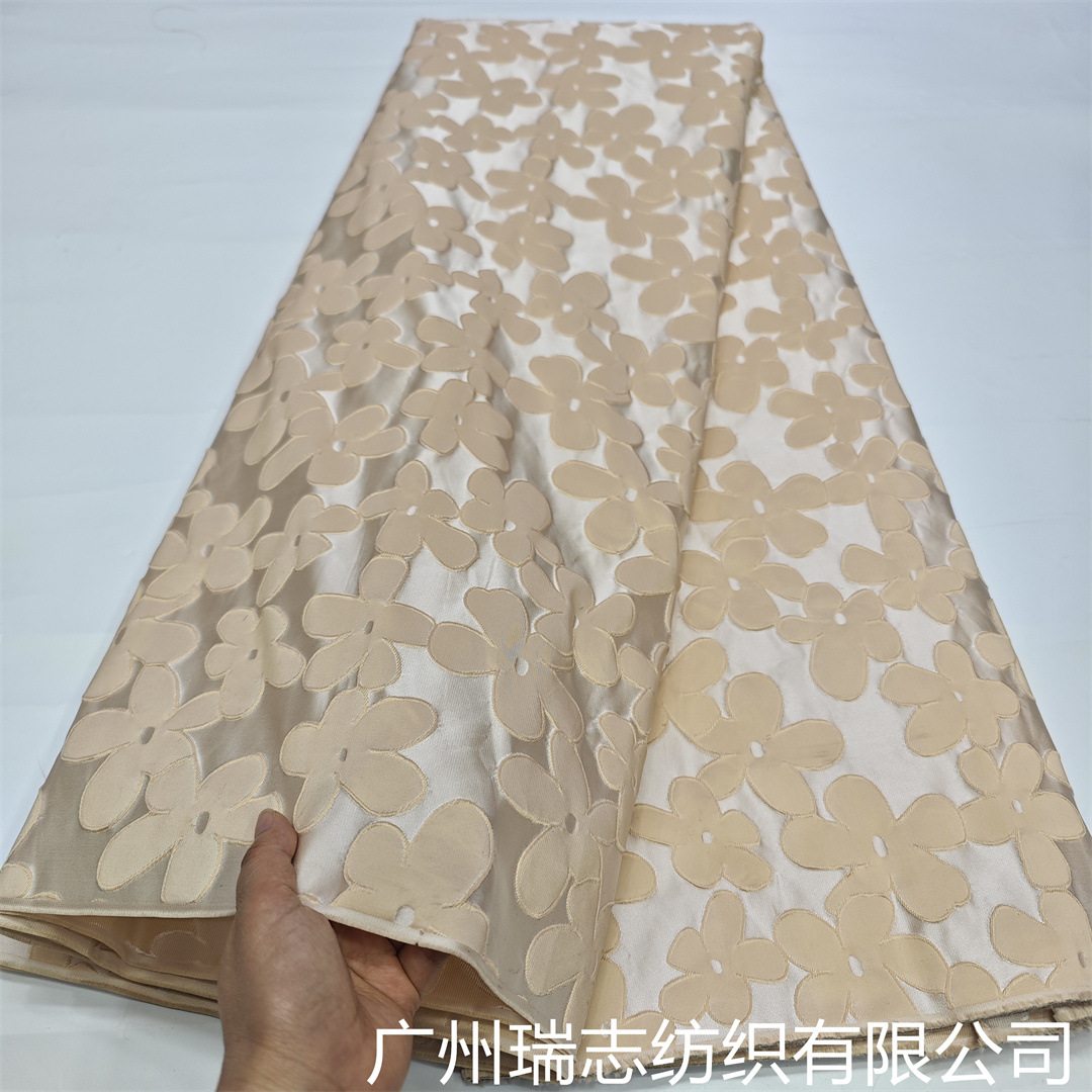 Picture of High-grade pink cute flower jacquard fabric three-dimensional gloss dress clothing handmade DIY bag fabric