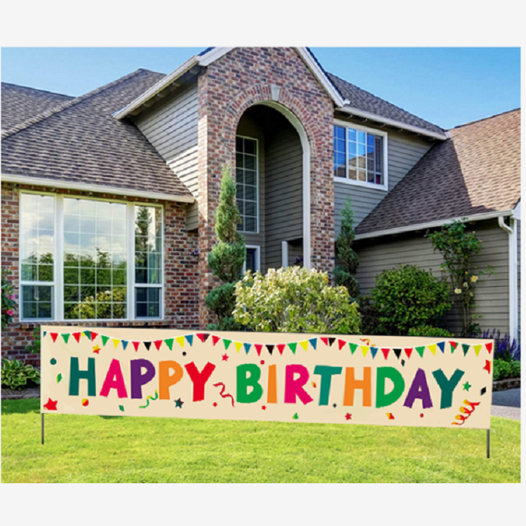 Picture of Cross-border Source Large Happy Birthday Courtyard Logo Birthday Party Courtyard Banner Colorful Outdoor Decorative Flag