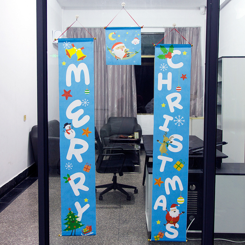 Picture of New Christmas couplet hanging cloth door curtain Christmas decoration supplies atmosphere Wall cloth hanging door decoration hanging flag