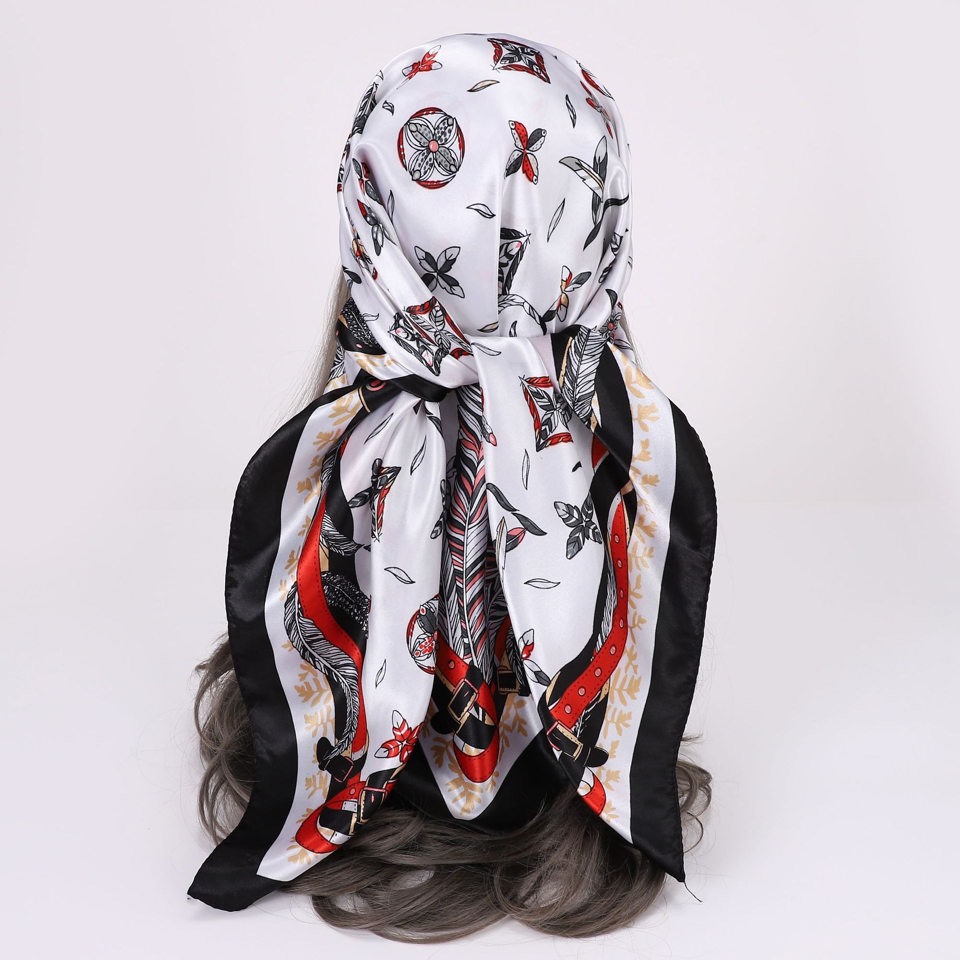 Picture of Simulated Silk Scarf Women's Headscarf 90*90cm Square Scarf Pattern Scarf Shawl European and American Cross-Border Scarf Wholesale