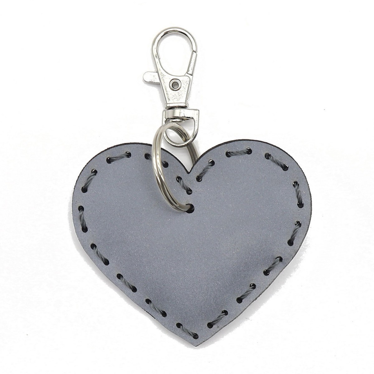Picture of Night Light Reflective Leather Pendant Geometric Shape Love Circle Rectangular Padded Cotton Pad Stitch Keychain