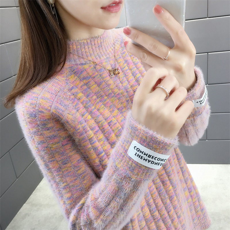 Picture of Women's Sweater 2024 Autumn and Winter New Women's Loose Outerwear Half Turtle Collar Top Popular Thickened Bottoming Shirt