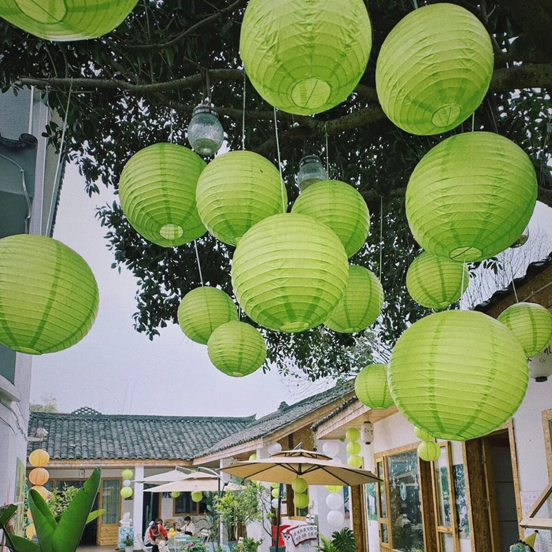 Picture of Color Cloth Outdoor Cloth Lantern Waterproof Round Lantern Silk Cloth Folding Cloth Lantern Wedding Festival Mid-Autumn Decoration