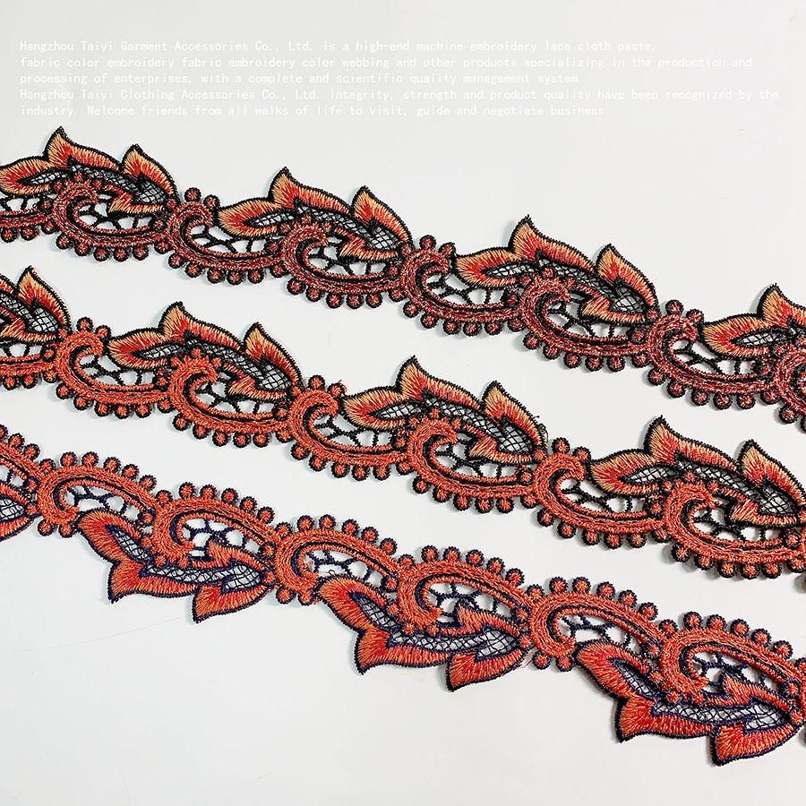 New Chinese-style Lace Sticklish Beauty Feeling Leaf Clothing All-match Embroidery Fine Thread Machine Embroidery Flower Bar Code Lace