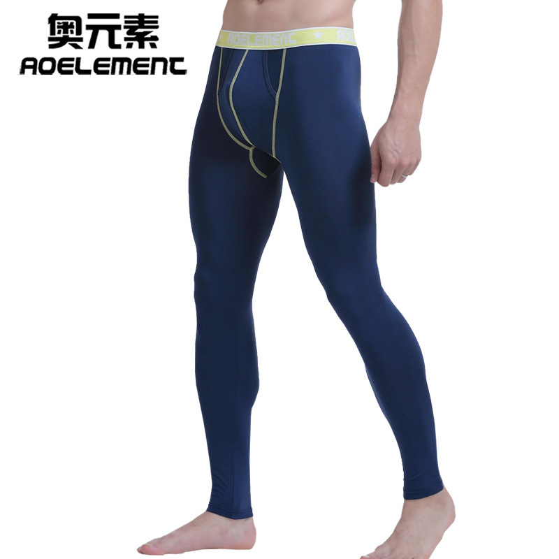 Picture of Men's long johns panties single-piece autumn and winter thin tight warm pants slim-fit johns men's leggings