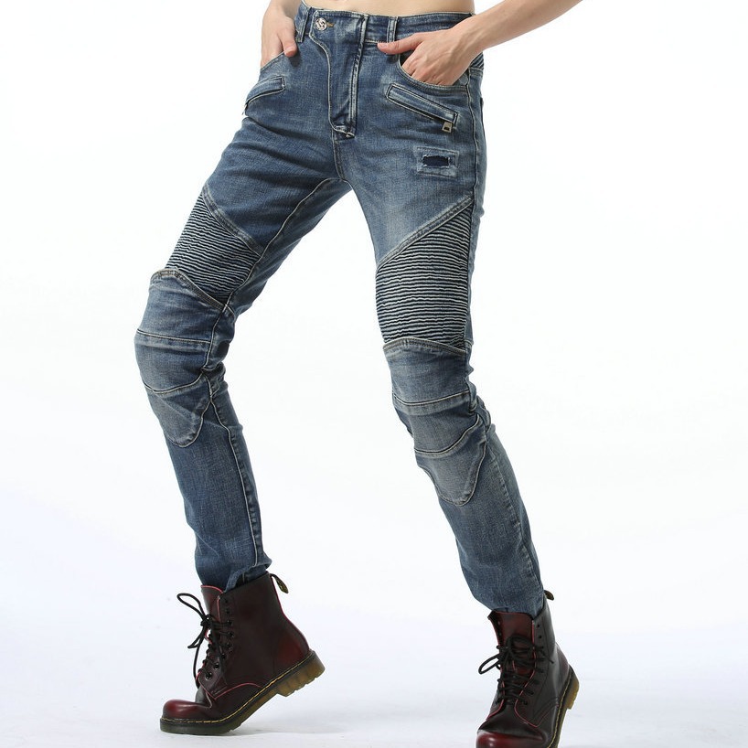 Picture of LOONG BIKER cotton casual vintage motorcycle pants motorcycle jeans motorcycle racing cycling pants for women