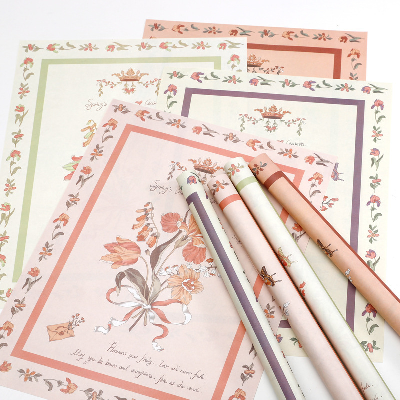 Cross-Border Thickeneded Flower Wrapping Paper Rose Kraft Paper Love in the Flower Bag Flower Paper Handmade DIY Material Cross-Border