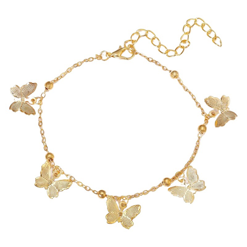 Europe and the United States cross-border hot butterfly pendant bracelet simple temperament beach anklet foot jewelry hollow butterfly bracelet