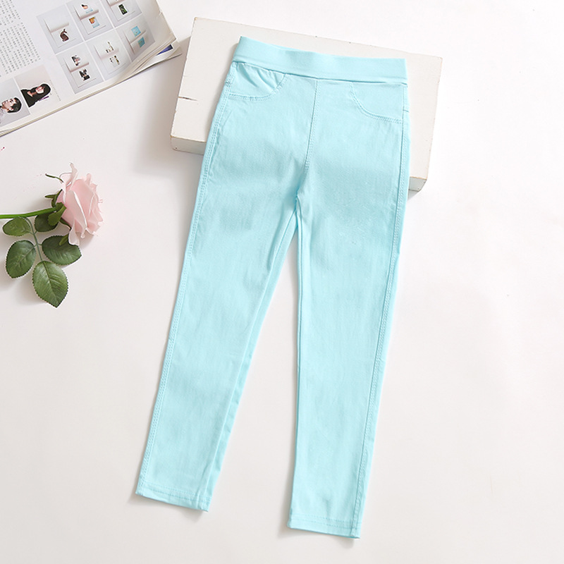 Picture of Girls' Pencil Pants Spring and Summer Thin Candy Color Children's Outer Wear Leggings Big Children's Tight Black Leggings