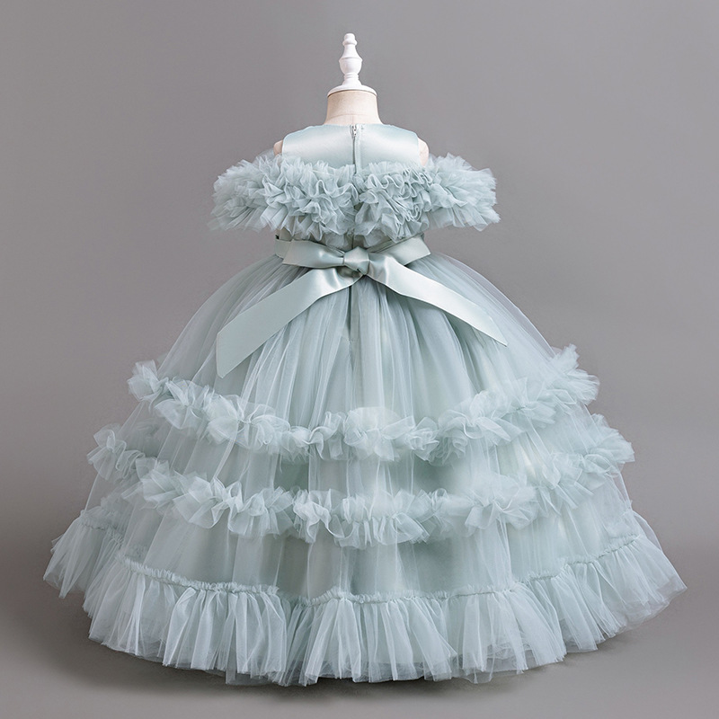 Picture of Foreign Trade Cross-border European and American Style Girl's Dress Long Piano Playing Flower Girl's Wedding Dress Tutu Dress Birthday in stock Hot Sale
