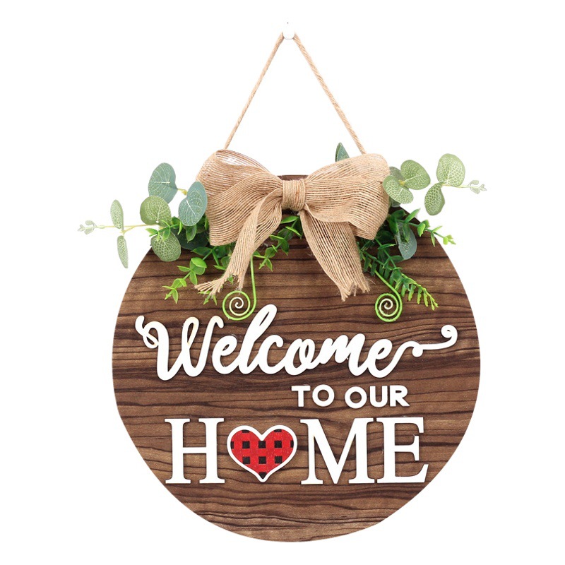 Cross-border in stock artificial flower wooden door decoration hanging DIY magnetic letters home holiday decorations door hanging board