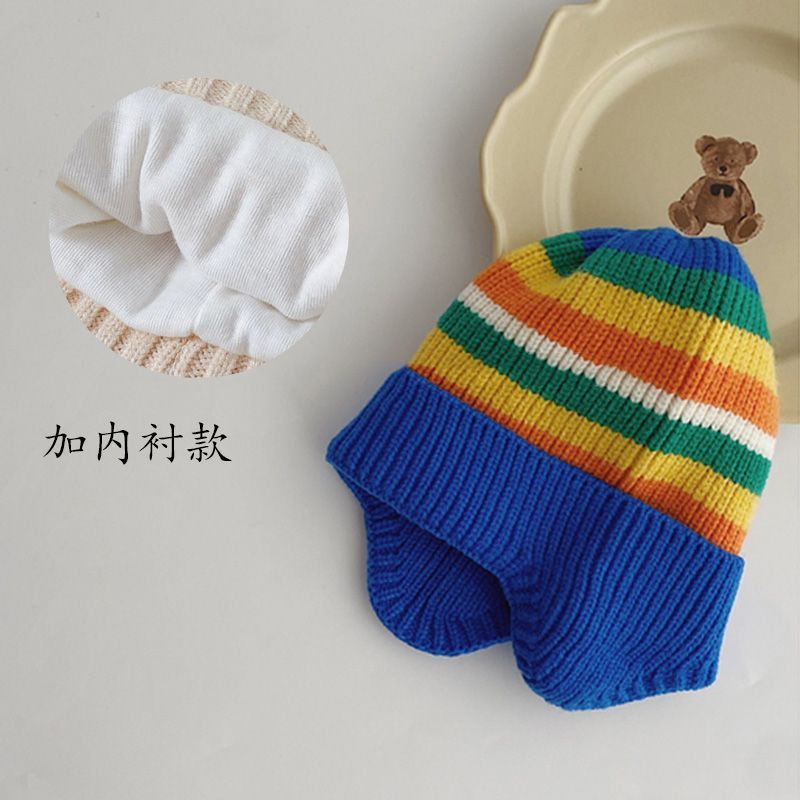 Picture of Children's hat autumn and winter girls' pullover hat Korean-style knitted hat colorful wool hat baby boys' warm earmuffs hat tide