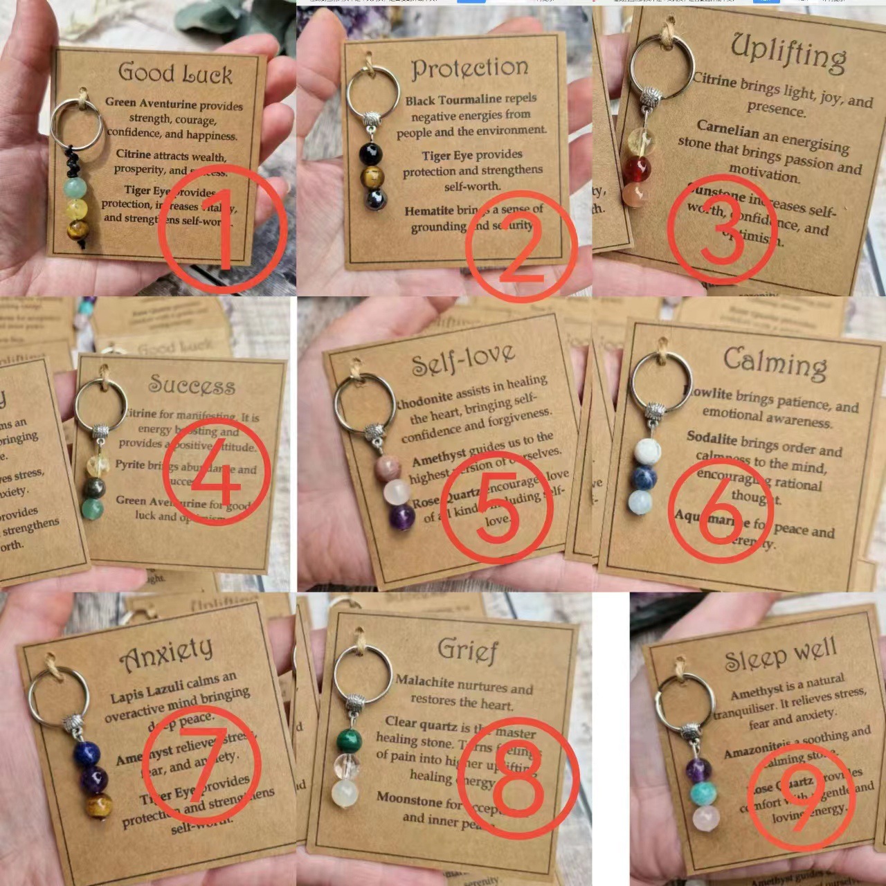 Independent station New Healing Gemstone Keychain Healing Gem Keychain greeting card