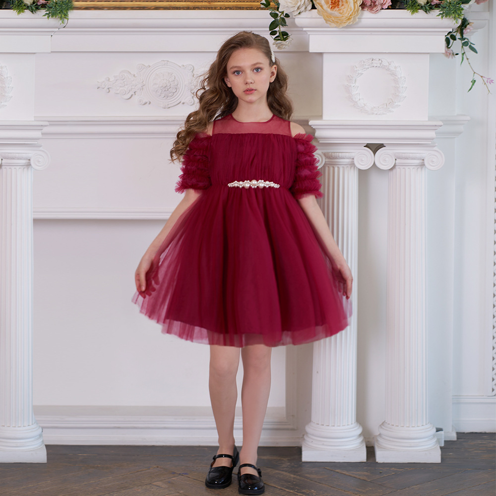 Picture of Children's Dress 2025 New European and American Girl Short-Sleeved Tutu Princess Dress Flower Girl Catwalk Piano Performance Dress