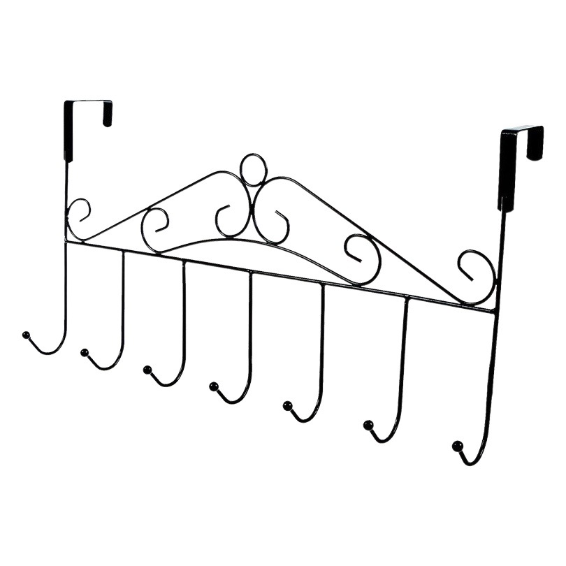 Wrought Iron Punch-free Door Back Hook 7-position Hook Door Back Coat Hanger Space-saving Storage Finishing Hook
