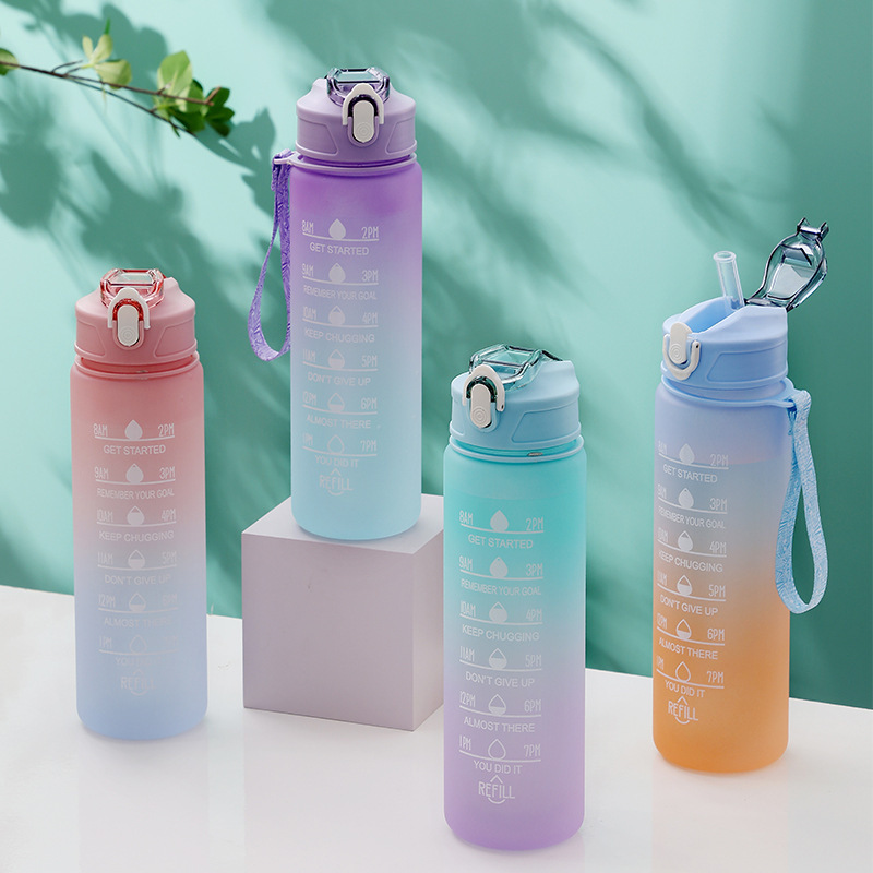 Picture of Two-piece Gradient Sports Large Cup Fitness Kettle Portable Outdoor Internet Celebrated Plastic Large Capacity Space Cup for Girls