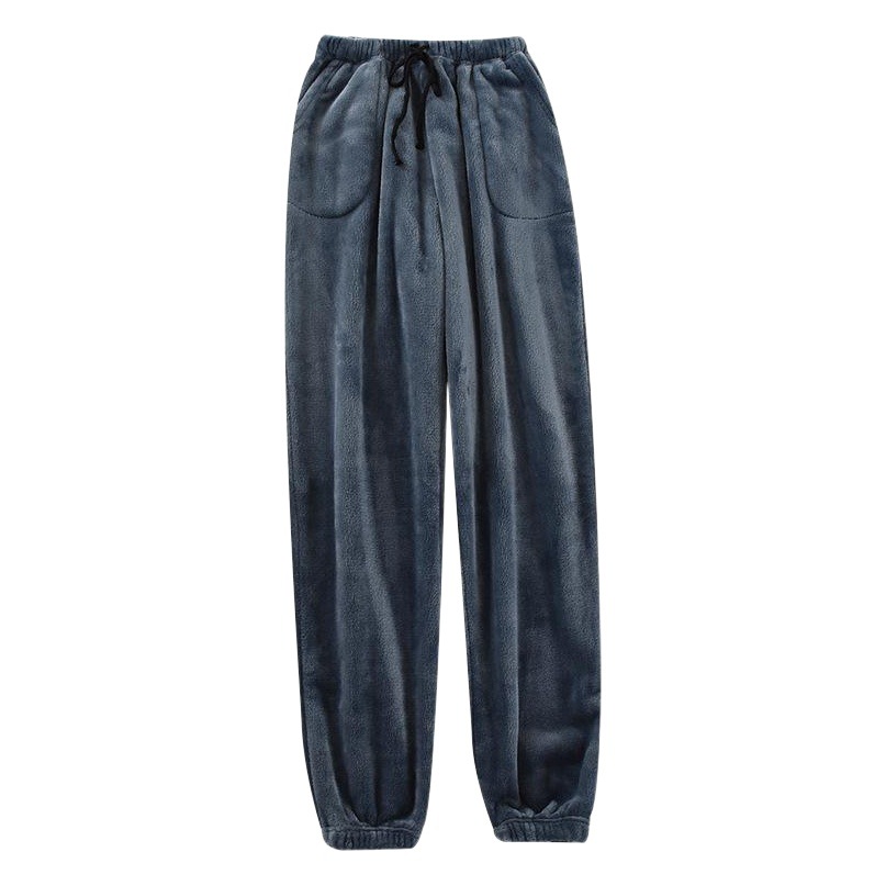 Picture of Men's Pajama Pants Fleece-Lined Thickeneded Warm Pants Pants Autumn and Winter Flannel Cuffed Home Wear Pants Large Size Loose