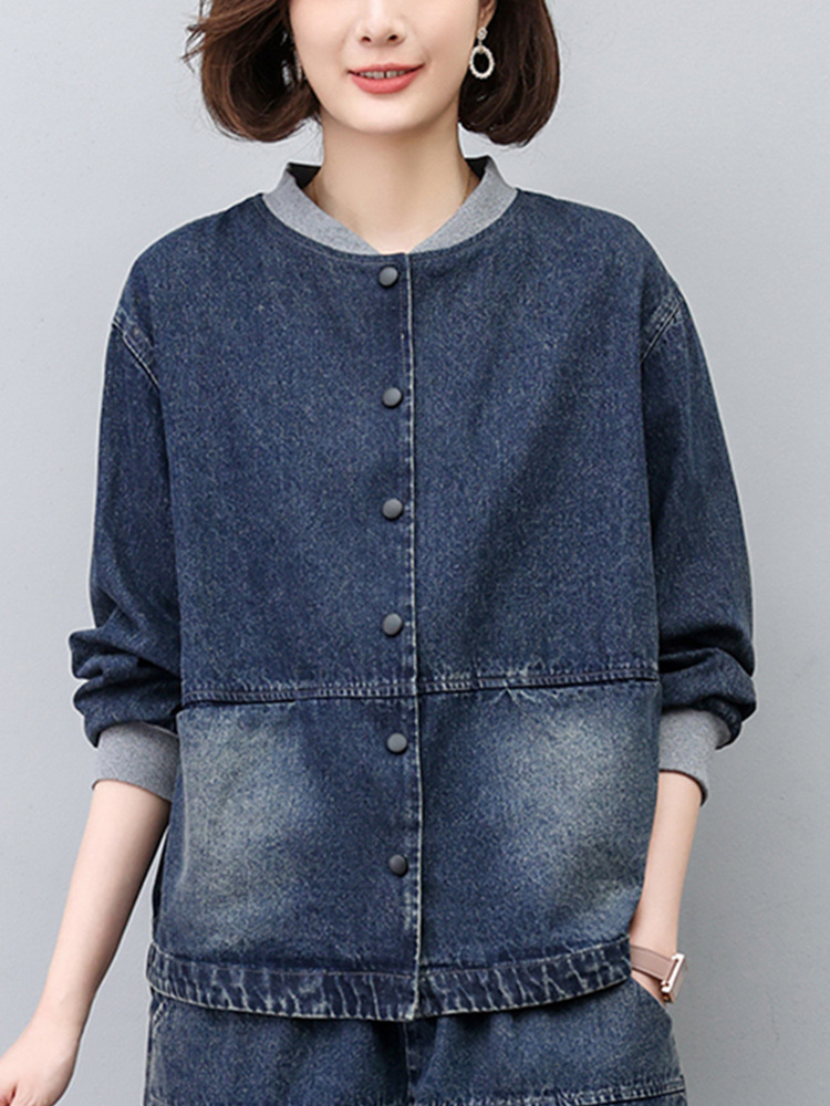 Picture of Mother's Spring and Autumn Fashion Foreign Style Denim Jacket 2024 New Middle-aged and Elderly Women's Casual Sports Denim Jacket