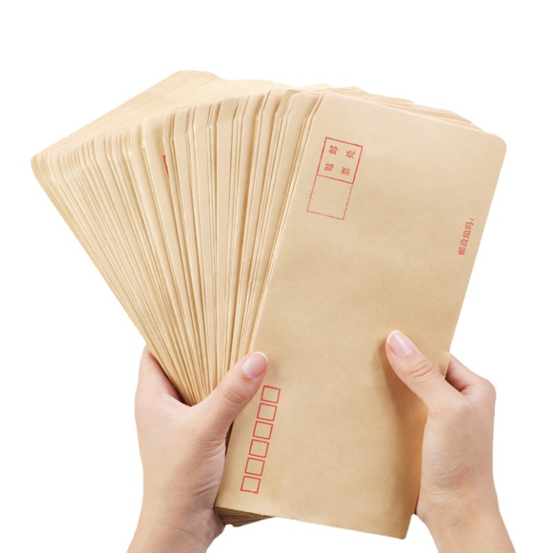 Picture of in stock Envelope Wholesale A4 Thickened Kraft Paper Blank Envelope Bag Mailable Yellow White Kraft Paper Envelope Customized