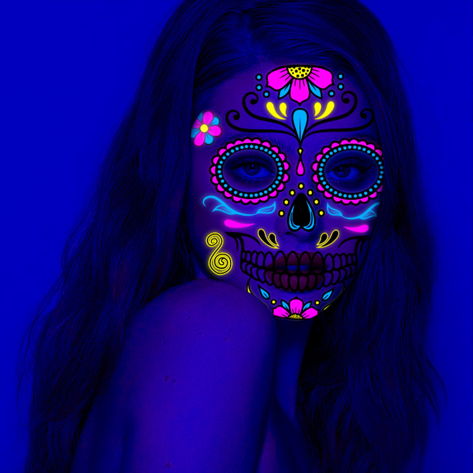 Picture of AirAsia New Funny Undead Day Fluorescent Halloween Death Tattoo Sticker Face Sticker Scar Tattoo Sticker