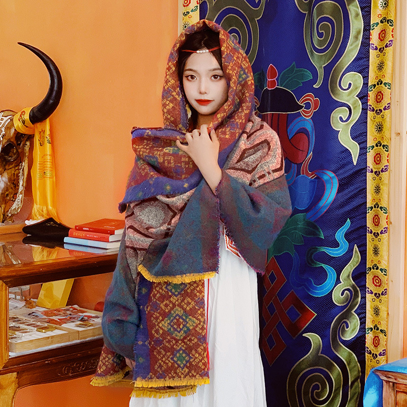 Picture of Take photos and knock good-looking ~ exotic Wind Big Northwest Travel super-large shawl female Nepalese National scarf thickened in winter