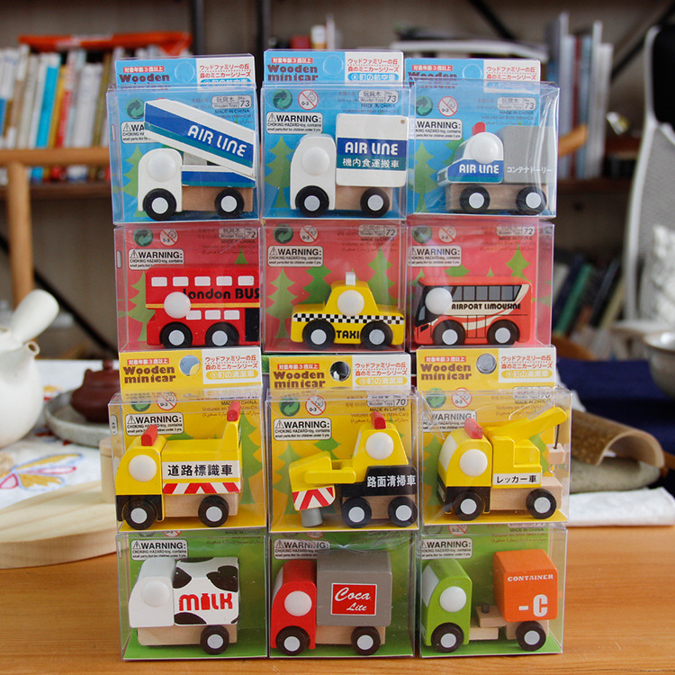 Picture of Japanese mini children's car combination and wind series Children's beneficial intelligence wooden first generation second generation car model