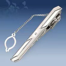 Picture of Metal tie clip men's suit chain 140 simple flower type business atmosphere with drill tie clip