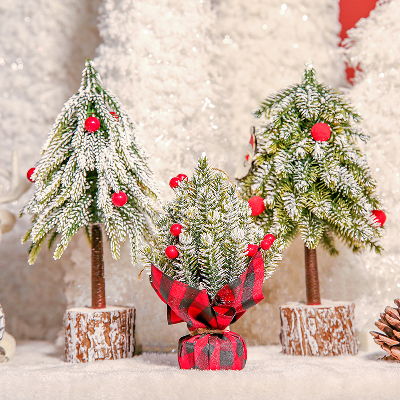 Cross-border Christmas decorations DIY flocking PE desktop mini Christmas tree mall party ornaments