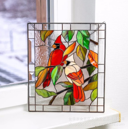 Acrylic Color Bird Panel Glass Window Wall Decoration Parrot Bird Art Pendant Bell Bird Jewelry Home Decoration